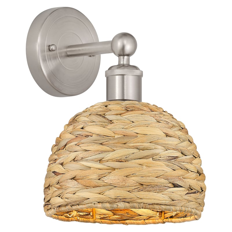Innovations Lighting 616-1W-11-8 Woven Rattan Sconce Woven Rattan 11" - Brushed Satin Nickel / Natural