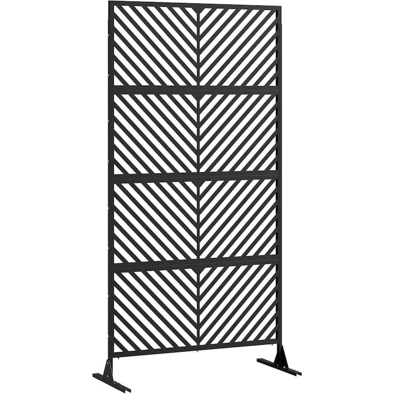 72" H×40" W Freestanding Privacy Screen, Decorative Outdoor Panel for Deck, Porch, Patio - Black