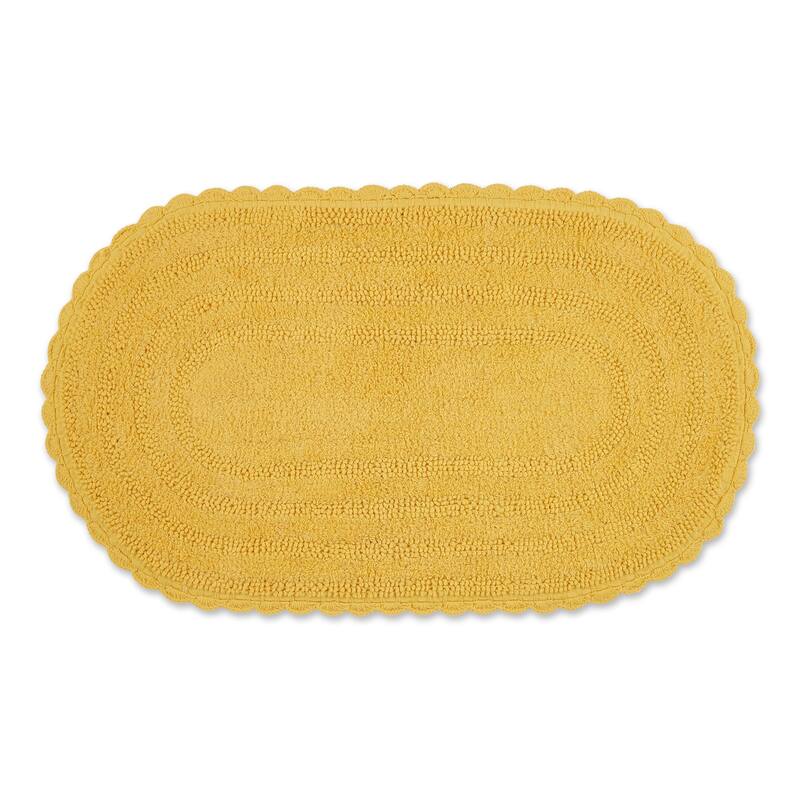 DII Crochet Bath Mat - Large Oval, 21x34" - Yellow