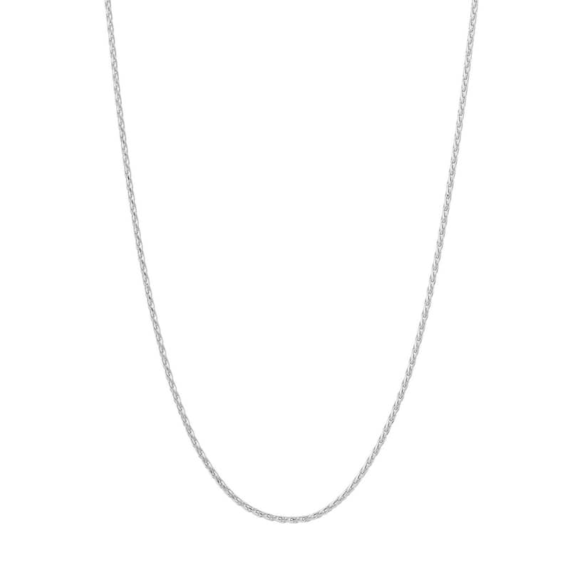 Curata 14k White Gold 1.05mm Diamond Cut Wheat Chain Necklace (Lobster)