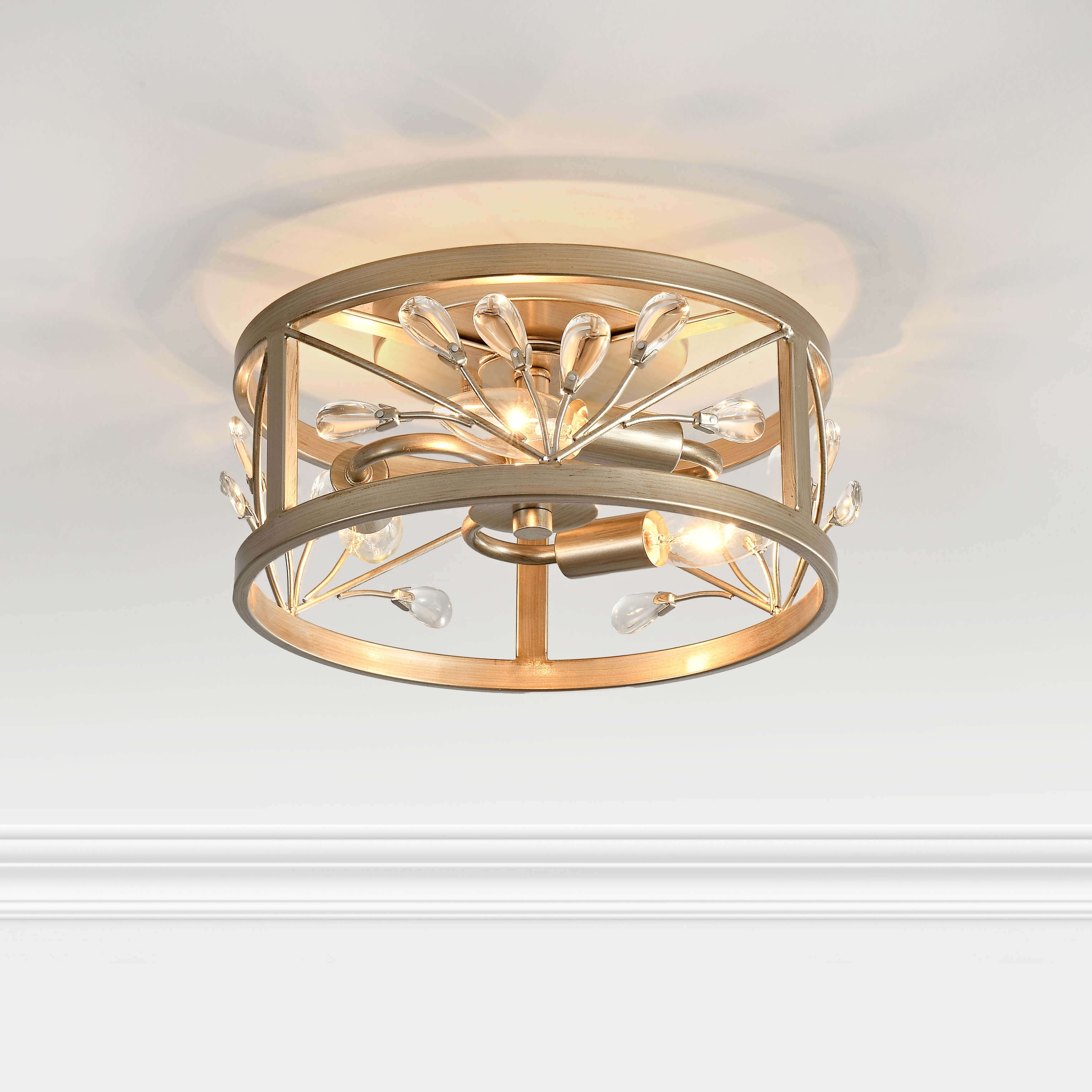 Adela 3-Light Metal Cage Drum Flush Mount - 11 inches in diameter x 6 inches H