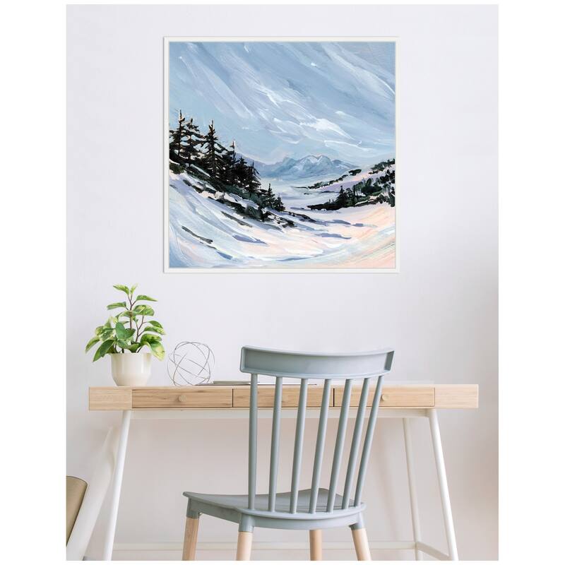 Kate and Laurel Ski Valley by Emily Kenney Framed Canvas Wall Art Print