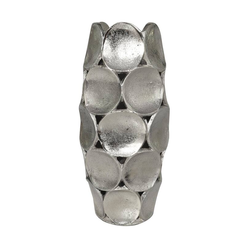 Aluminum Metal Geometric Open Framed Decorative Vase with Circular Plates - Set of 2 Gold or Silver - Roche River Decor