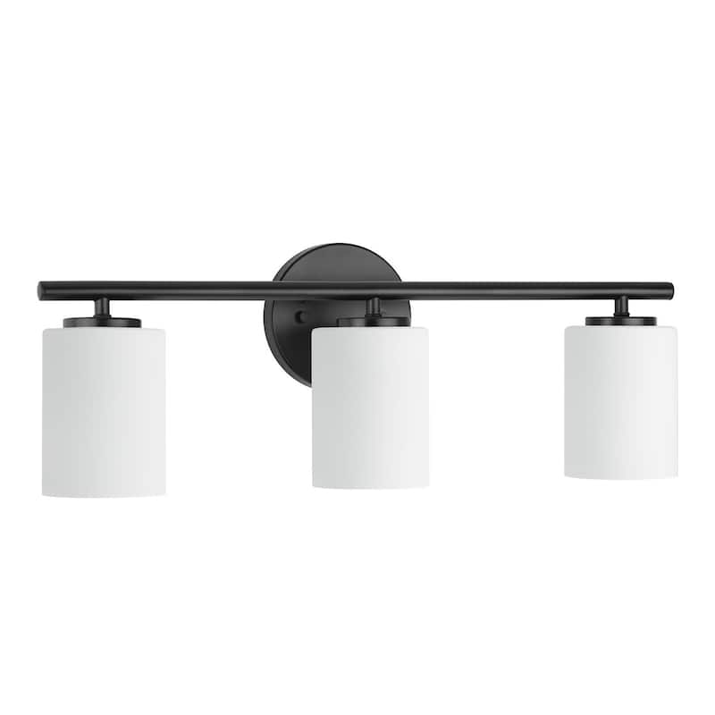 Replay Collection 3-Light Black Etched Glass Modern Bath Vanity Light