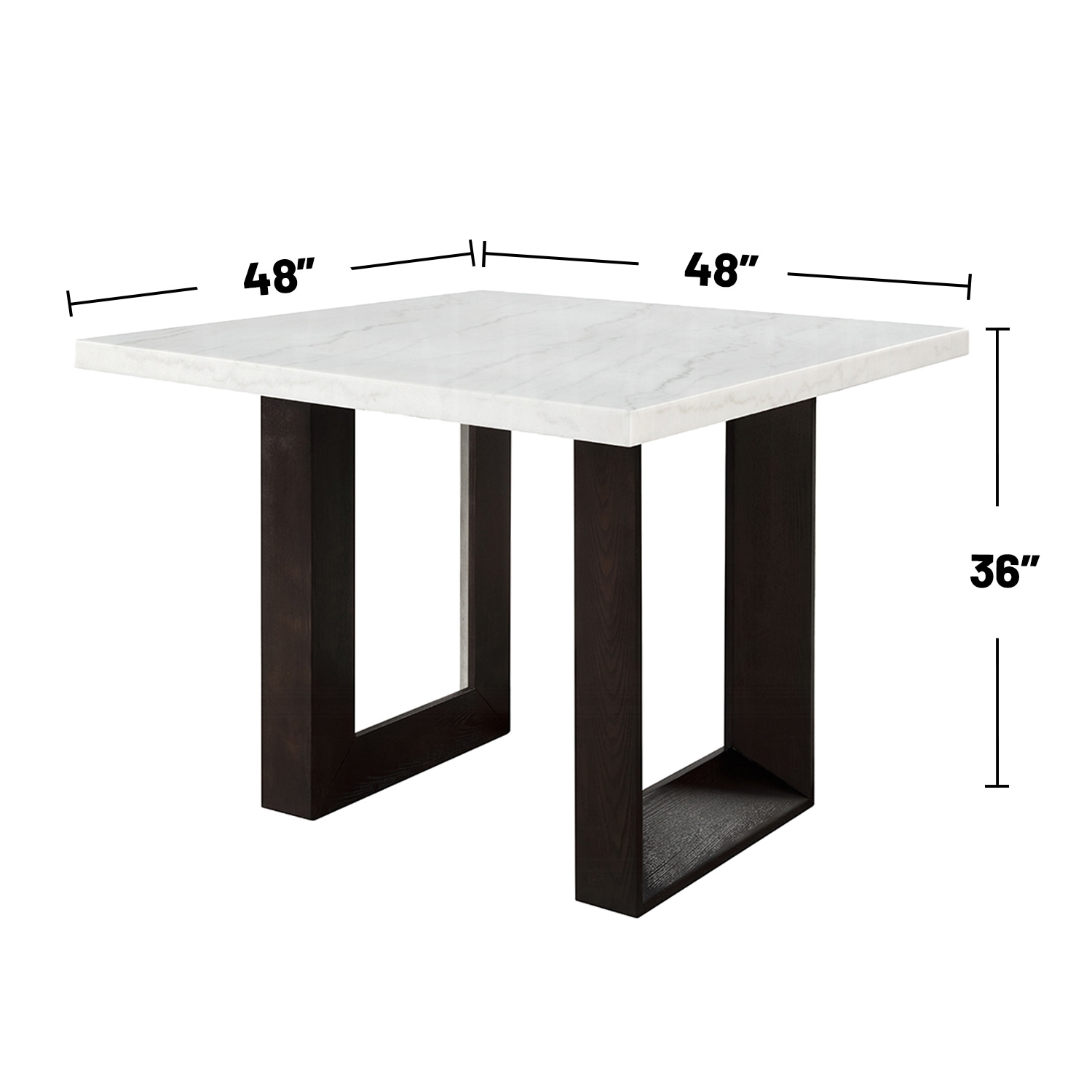 Square Natural Marble Counter Height Table with Double U-Shape