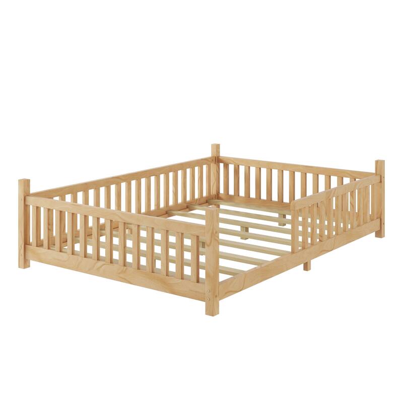 GDF Studio - Brighton Full Size Wooden House Bed with Roof and LED Light