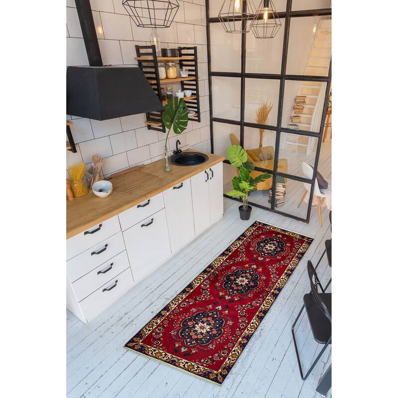 ECARPETGALLERY Hand-knotted Kayseri Vintage Red Wool Rug - 2'11 x 9'6