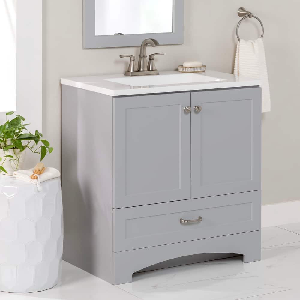 Spring Mill Cabinets Emlyn 30.5" Bathroom Vanity With Drawer and White Sink Top