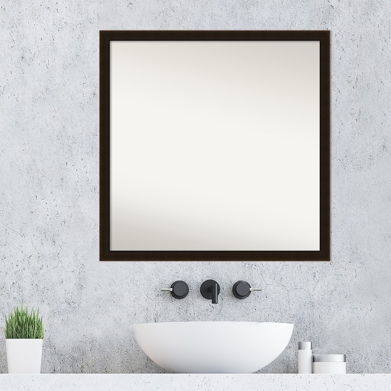 Non-Beveled Wood Bathroom Wall Mirror Frame - Espresso Brown