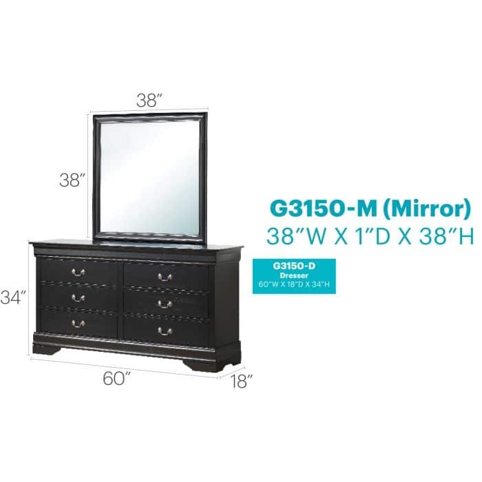 GDF Studio - Louis Phillipe Traditional Particle Board Mirror with Low Distortion Glass