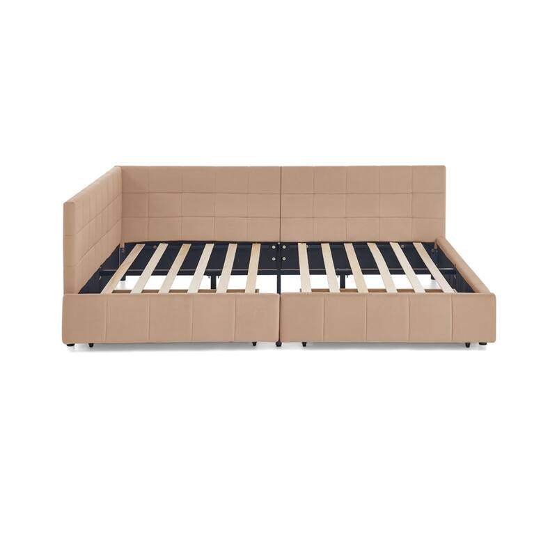 Bedroom Storage Upholstered Tufted DayBed With 2-Drawers
