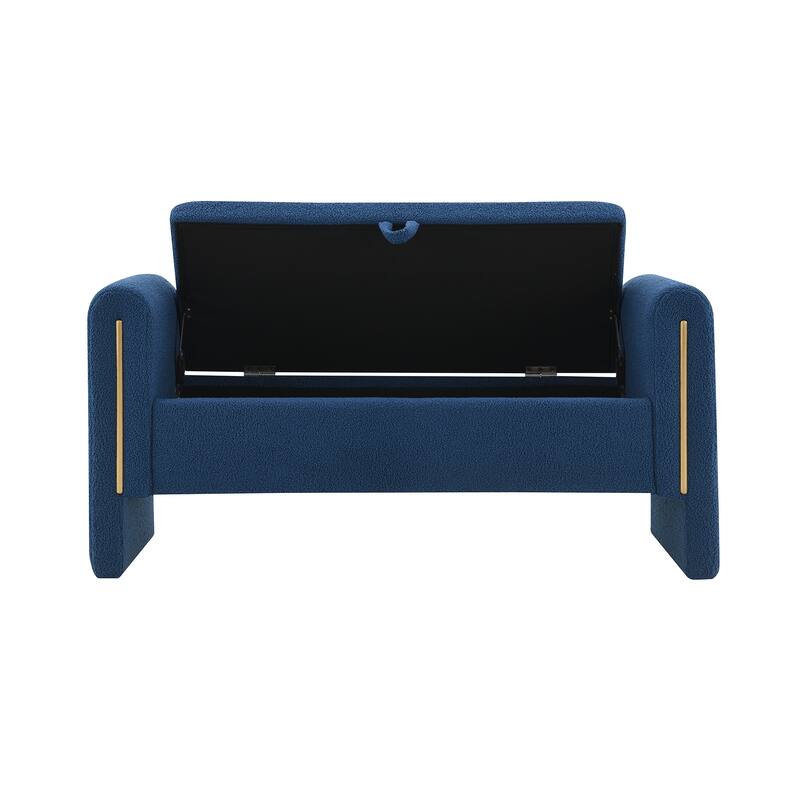 Modern Teddy Upholstered Bed End Bench with Storage and Arms