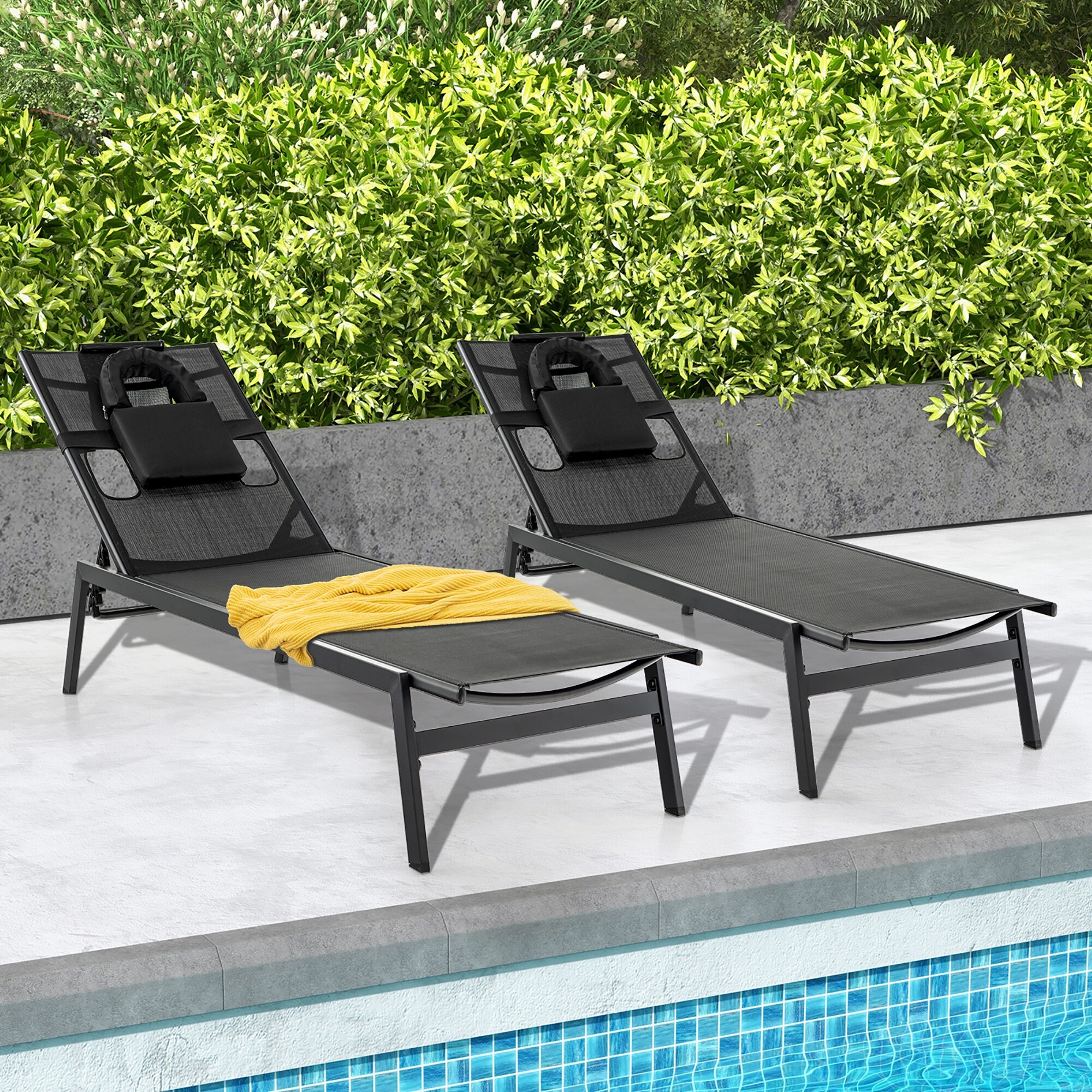 Gymax 2 Pieces Patio Sunbathing Lounge Chair w Face Hole