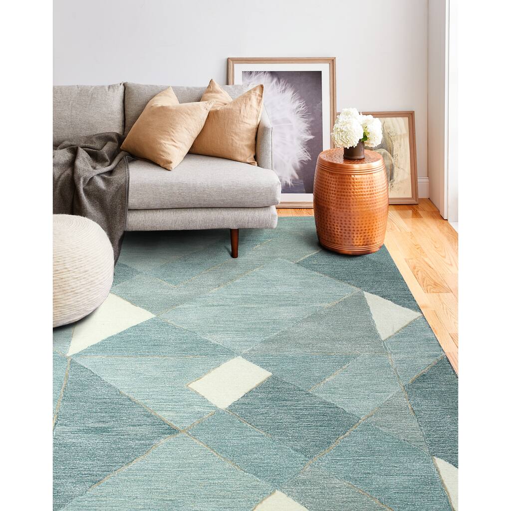 Bashian Malik Aqua Contemporary Area Rug