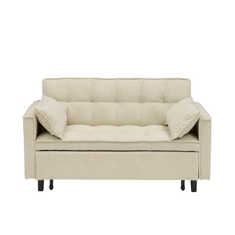 55" 3-in-1 Double Pull-Out Sofa Bed for Living Room