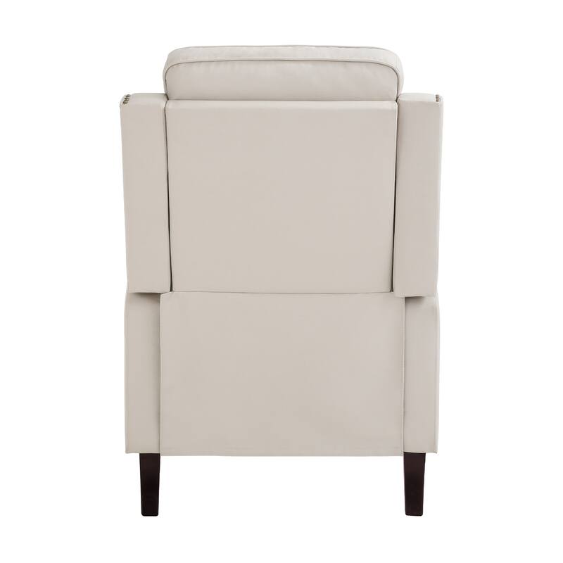 Genuine Leather Recliner Push Back Recliner Chair 3 Adjustable Armchair with Wooden Legs for Living Room, Bedroom