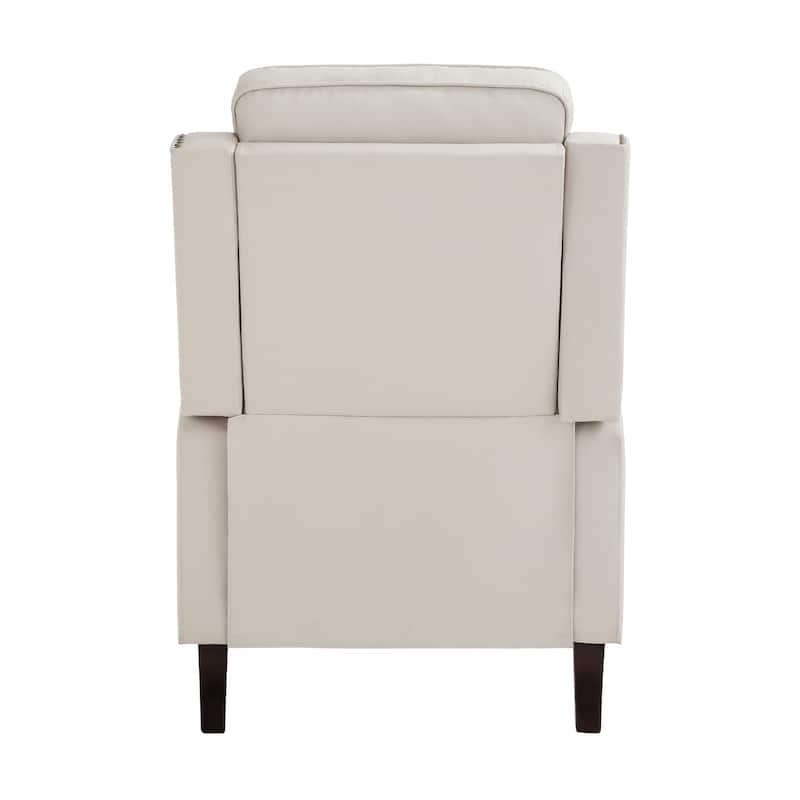 Wooden Frame Genuine Leather Recliner Push Back Recliner Chair with 3 Adjustable Backrest for Living Room, Bedroom