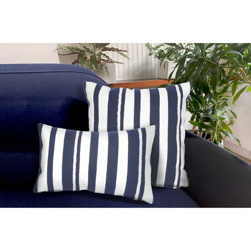 Liora Manne Visions II Marina Stripe Indoor/Outdoor Pillow Marine 12"X20"