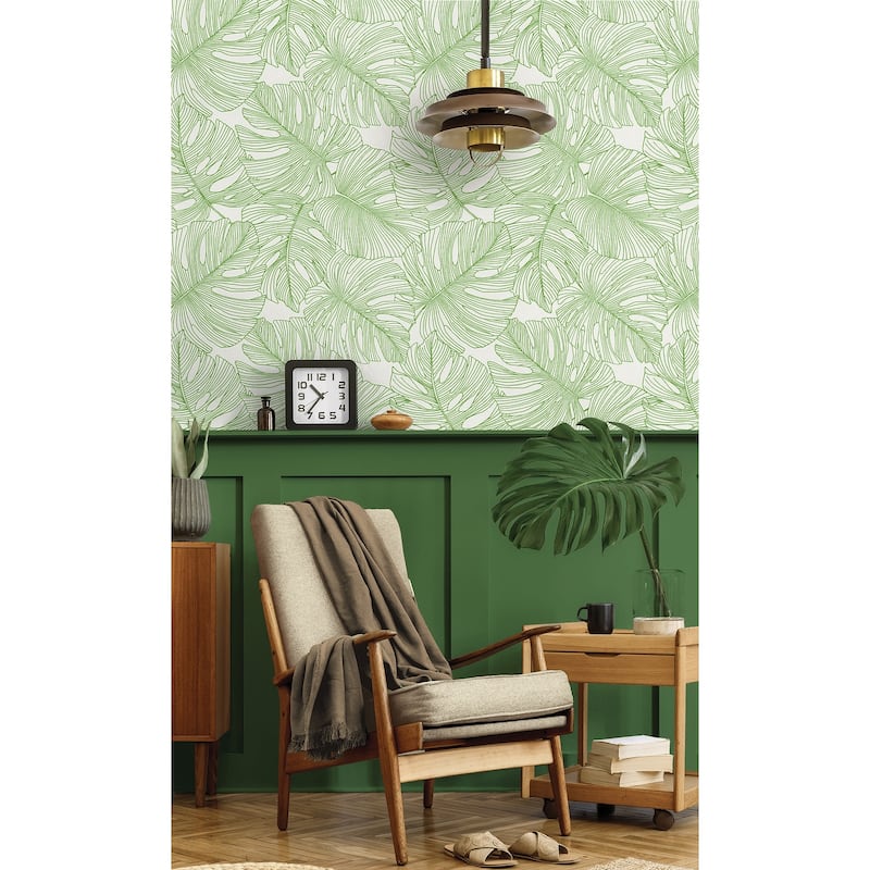 Seabrook Designs Tarra Monstera Leaf Unpasted Wallpaper