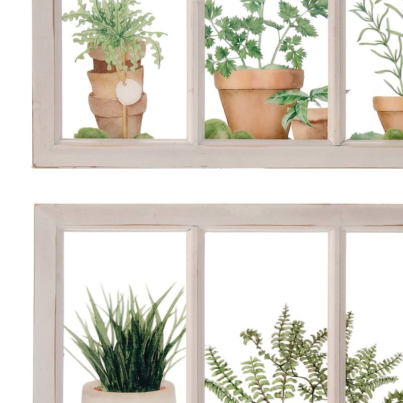 12.5 x 25.5" Acrylic Plants In Window Frame Set of 2