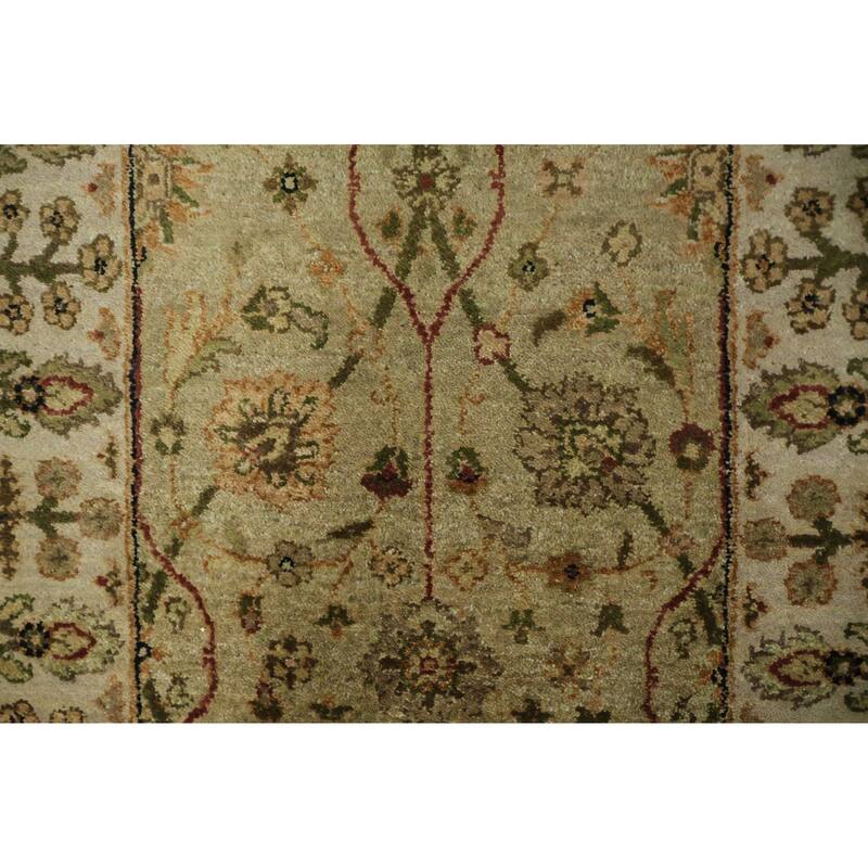 Hand Knotted Oriental 100% Wool Carpet Traditional All-Over Green Ziegler Runner Rug - 15' 8'' X 2' 6''