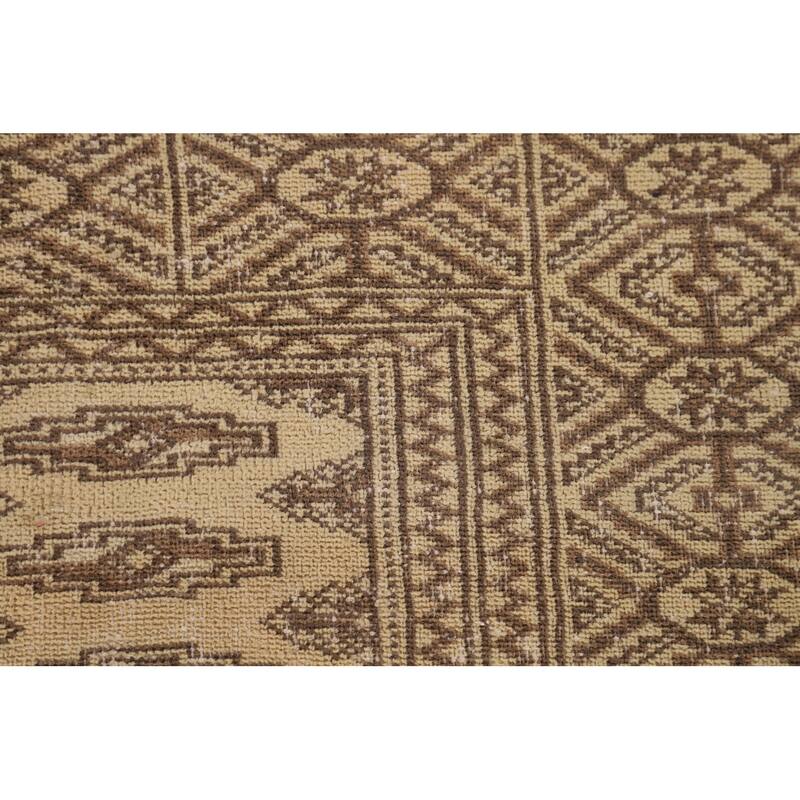 Geometric Turkoman Persian Vintage Area Rug Hand-Knotted Wool Carpet - 6'7"x 9'8"