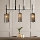 preview thumbnail 13 of 13, Tifany Modern Black 3-Light Chandelier Colored Glass Pendant for Kitchen Island Dining Room - L 30" x W 4.3" x H 17.3"