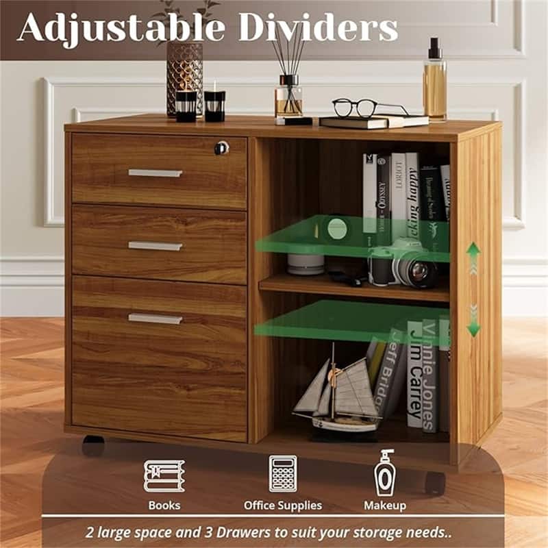 Wood Filing Cabinet - 15.75"D x 31.69"W x 26.29"H