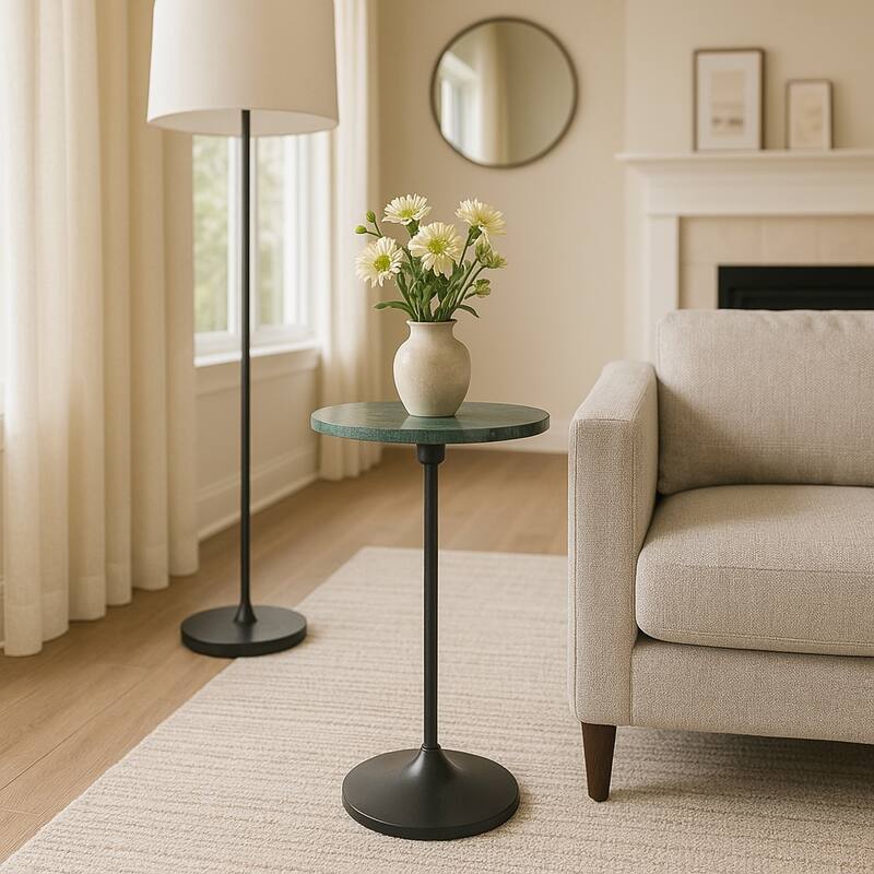 Modern Small Accent End Table with Metal Base - 27"