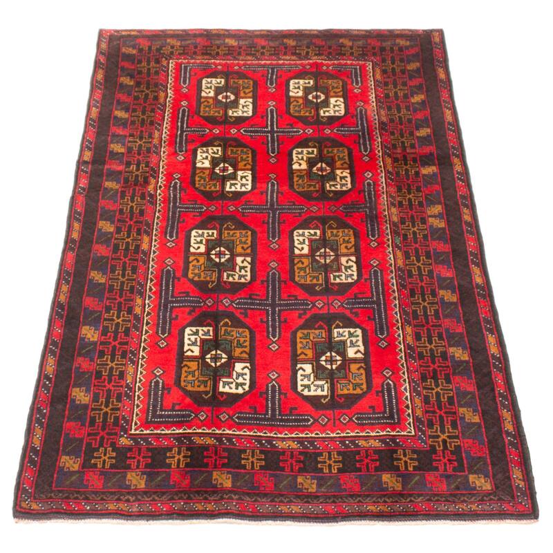 ECARPETGALLERY Hand-knotted Teimani Red Wool Rug - 3'8 x 7'0