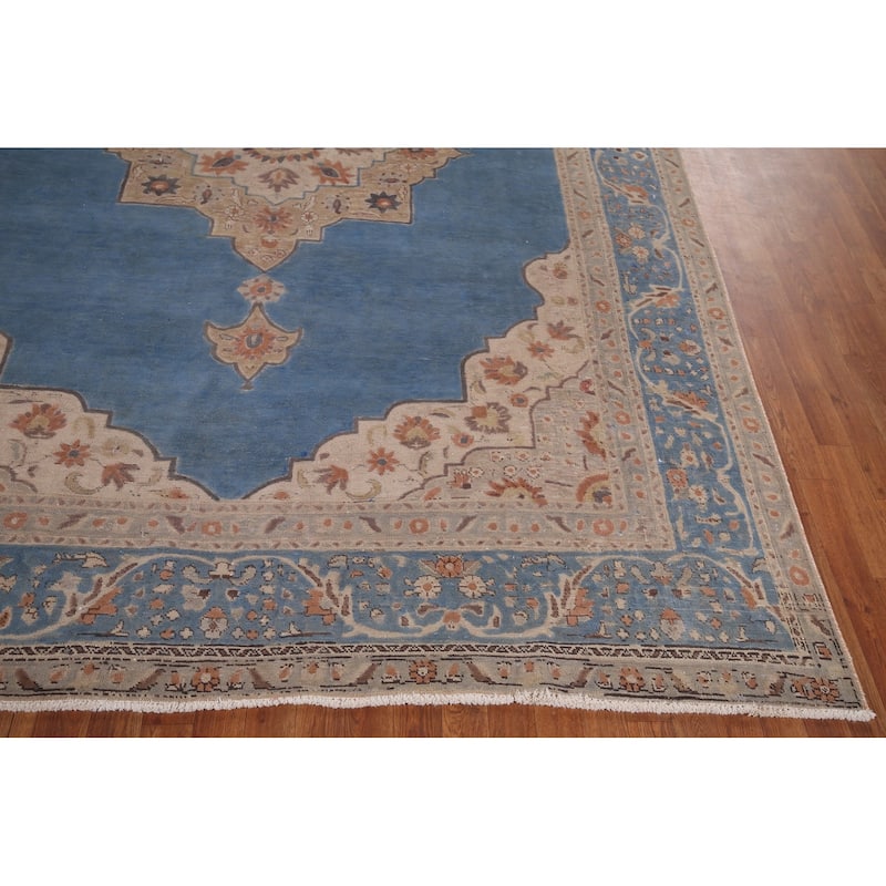 Blue Tabriz Vintage Persian Area Rug Handmade Oriental Wool Carpet - 8'3" x 10'11"