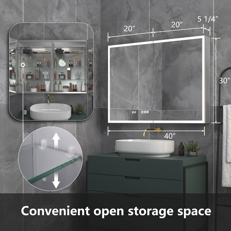 ExBrite Led Lighted Medicine Cabinet Recessed or Surface with Mirrors