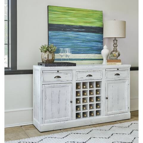 Picket House Furnishings Warrick Buffet with Two Doors & Wine Grind in White
