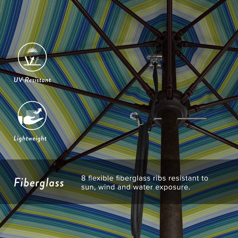 California Umbrella 11' Rd Aluminum Frame, Fiberglass Rib Patio Umbrella, Push Open, Bronze Finish, Sunbrella Fabric
