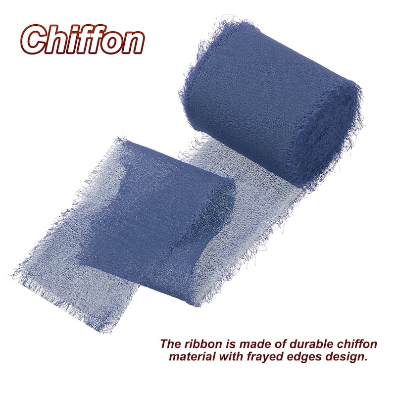 4Roll 1.5"x5Yd Fringe Chiffon Silk Ribbon Handmade Frayed Edges Ribbon - 1.5" x 5 Yard