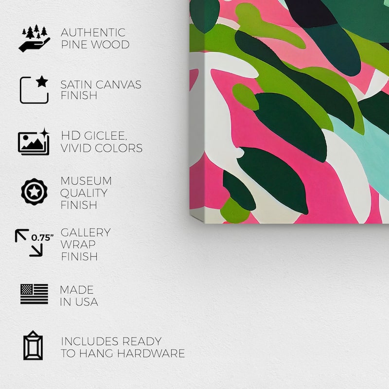 Wynwood Studio Canvas Abstract Colorful Garden Pink and Modern & Contemporary Wall Art Canvas Print