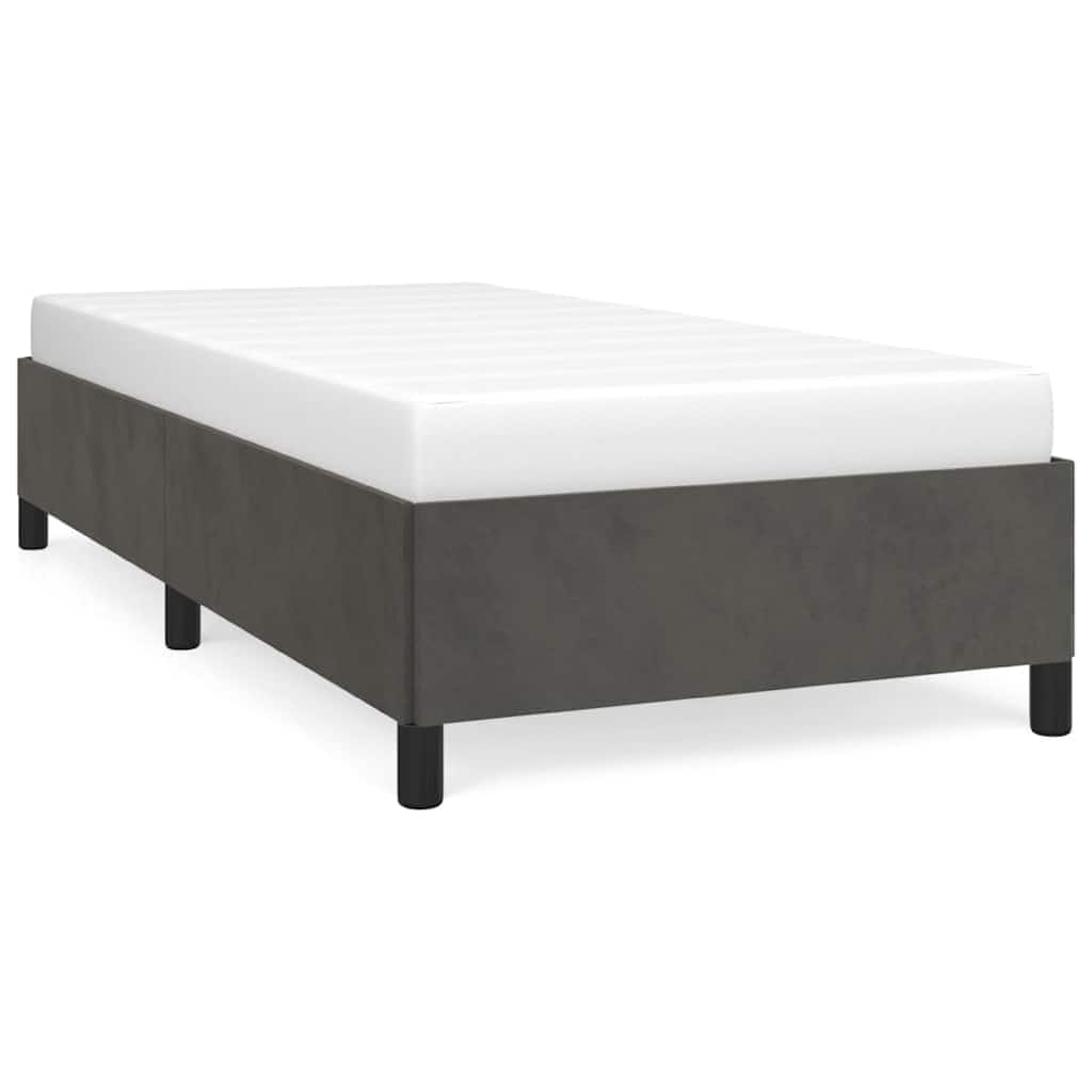 Low Profile Twin XL Bed Frame, Gray Velvet Fabric Upholstery