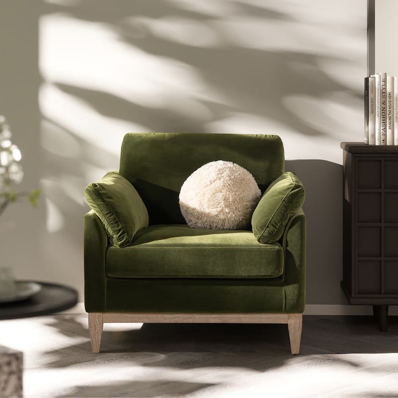Pasadena 36" Wide Modern Farmhouse Velvet Accent Arm Chair