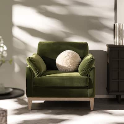 Pasadena 36" Wide Modern Farmhouse Velvet Accent Arm Chair