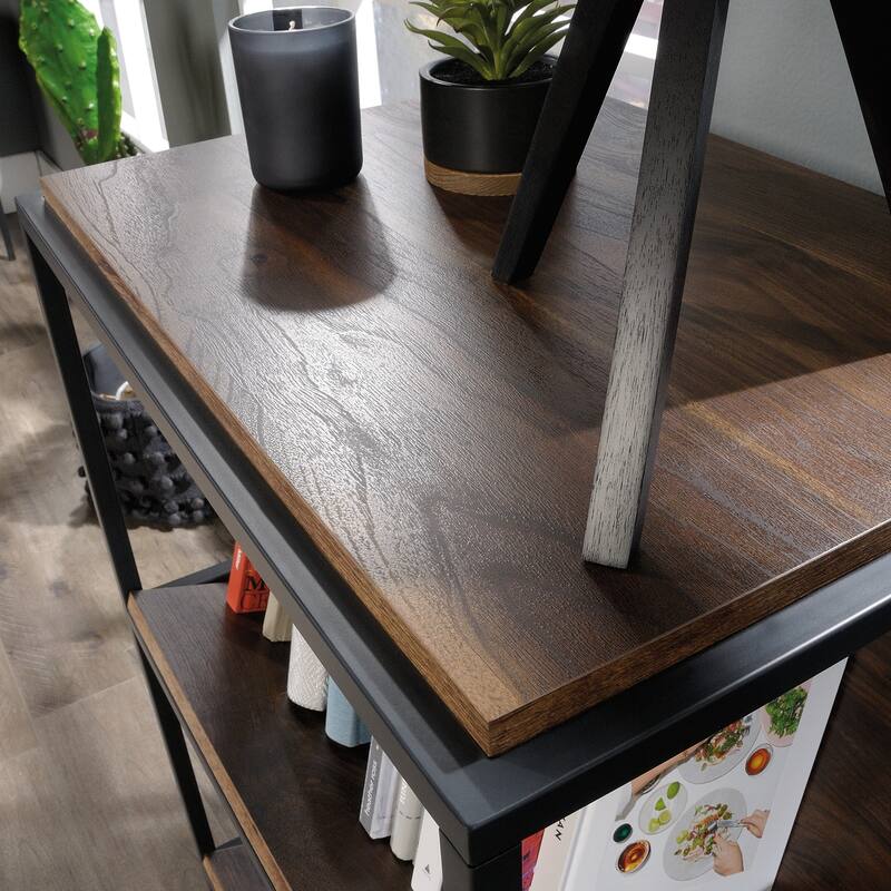 Wood Accent Storage with Tilted Shelves - 25.12" W x 18.50" D x 36.81" H