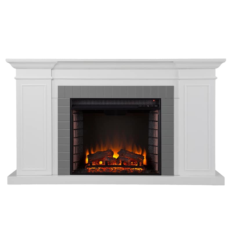 SEI Furniture Repetto Transitional White Curio Shelves Wood Electric Fireplace