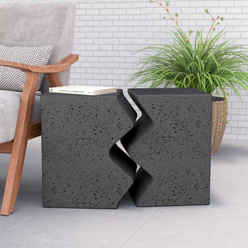 COSIEST Outdoor Concrete Side Tables (Set of 2)