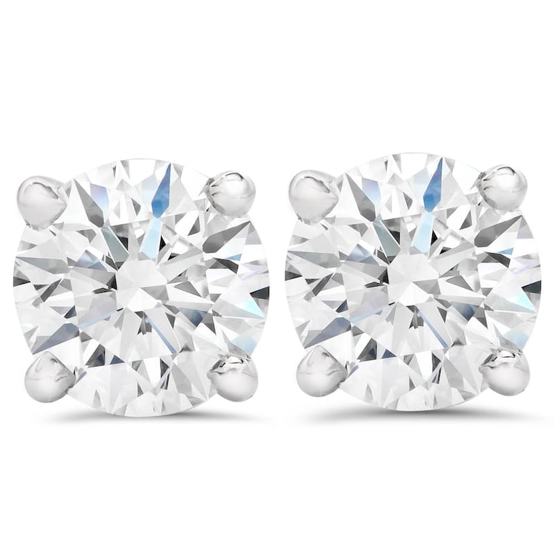 2ct Round Cut Diamond Screw Back Studs White Gold