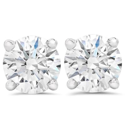 2ct Round Cut Diamond Screw Back Studs White Gold