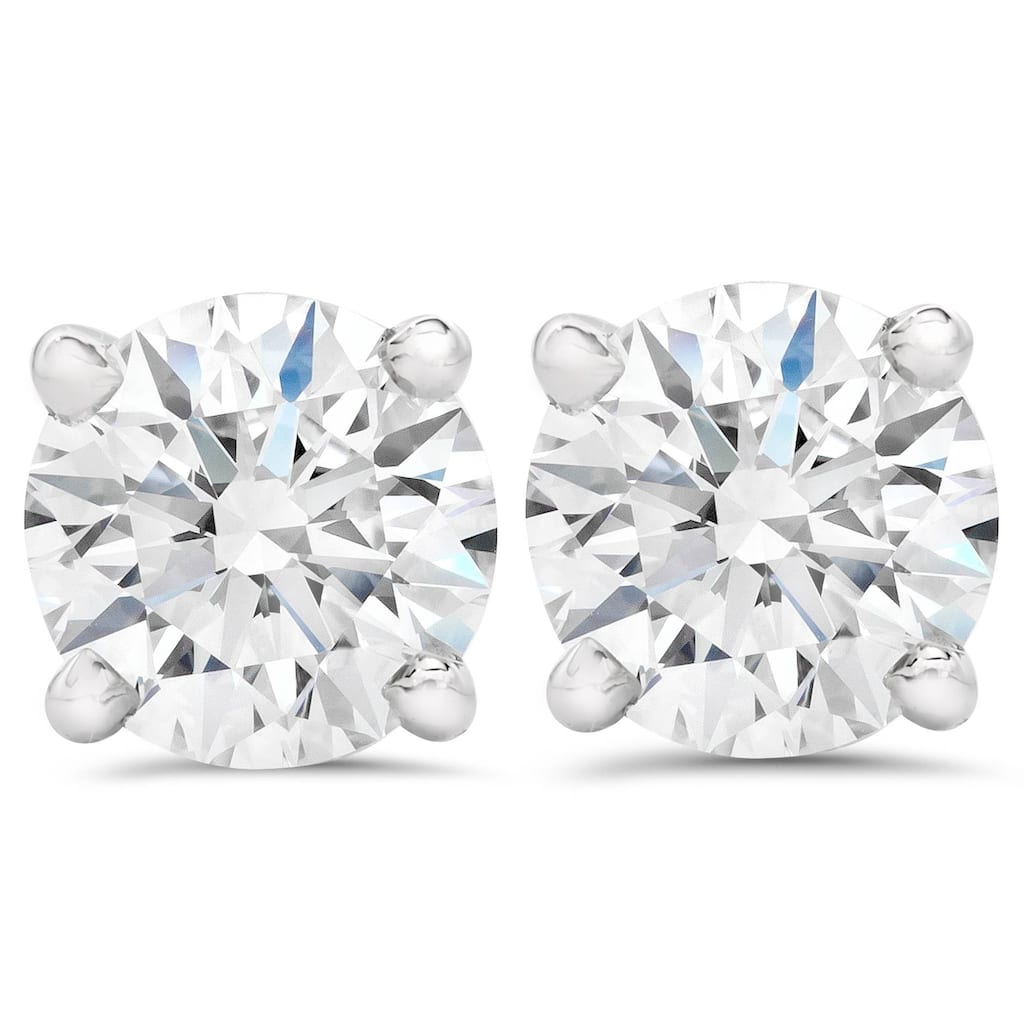2ct Round Cut Diamond Screw Back Studs White Gold