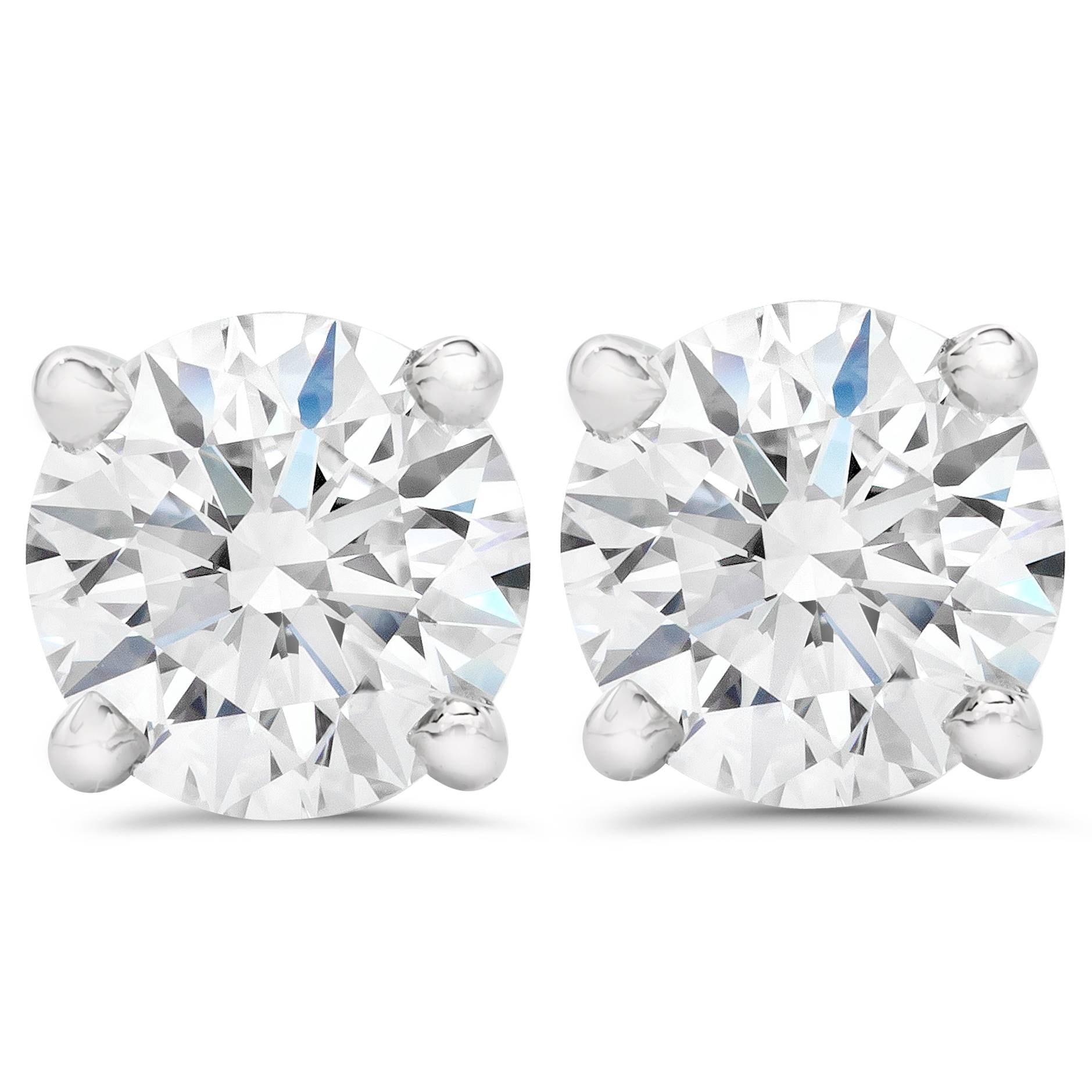 Bliss Diamond 2ct Round Cut Diamond Screw Back Studs White Gold