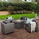 preview thumbnail 2 of 57, Puerta Outdoor 4-piece Wicker Chair Set with Square Firepit by Christopher Knight Home Grey+Mixed Black w Grey Fire Pit
