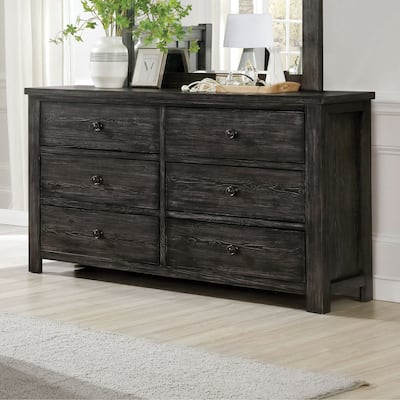 Babbin Rustic Dark Grey 56-inch Wide 6-Drawer Wood Dresser by Furniture of America