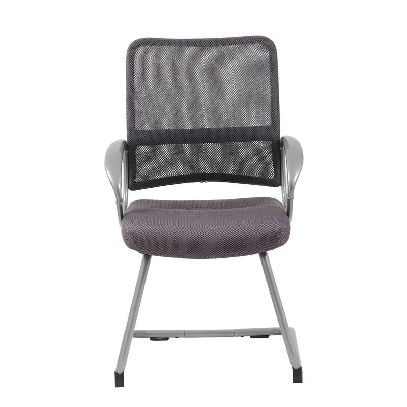Toi Guest Armchair, Charcoal Gray Mesh, Pewter Cantilever Frame