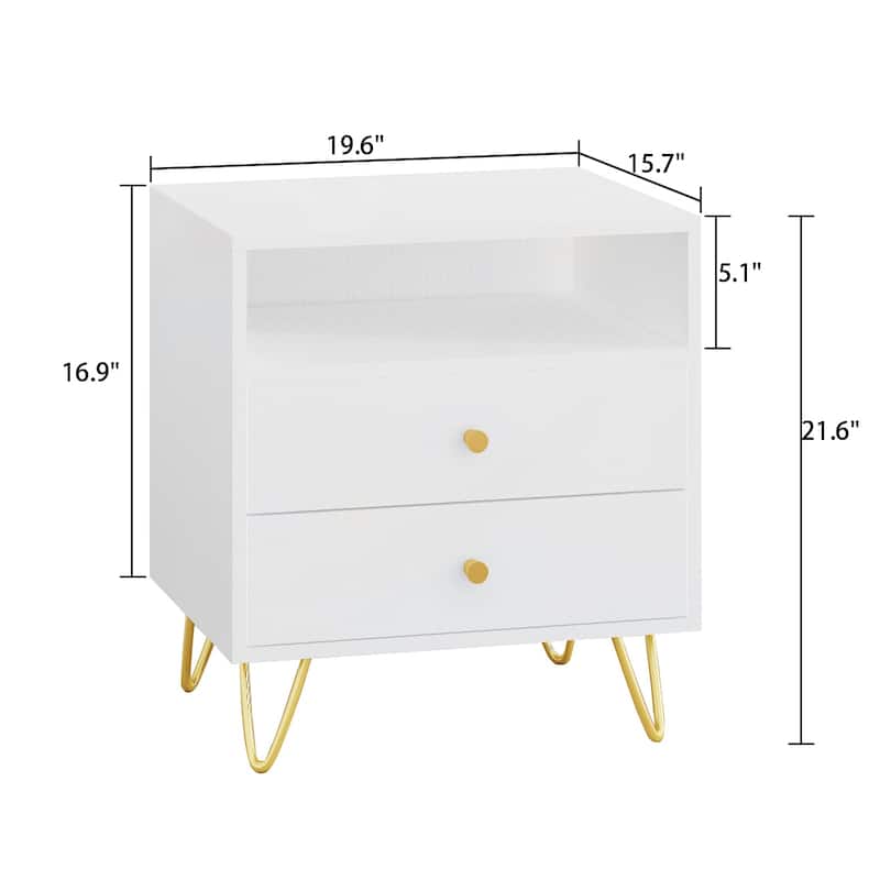 2-Drawer Nightstand With One-Shelf